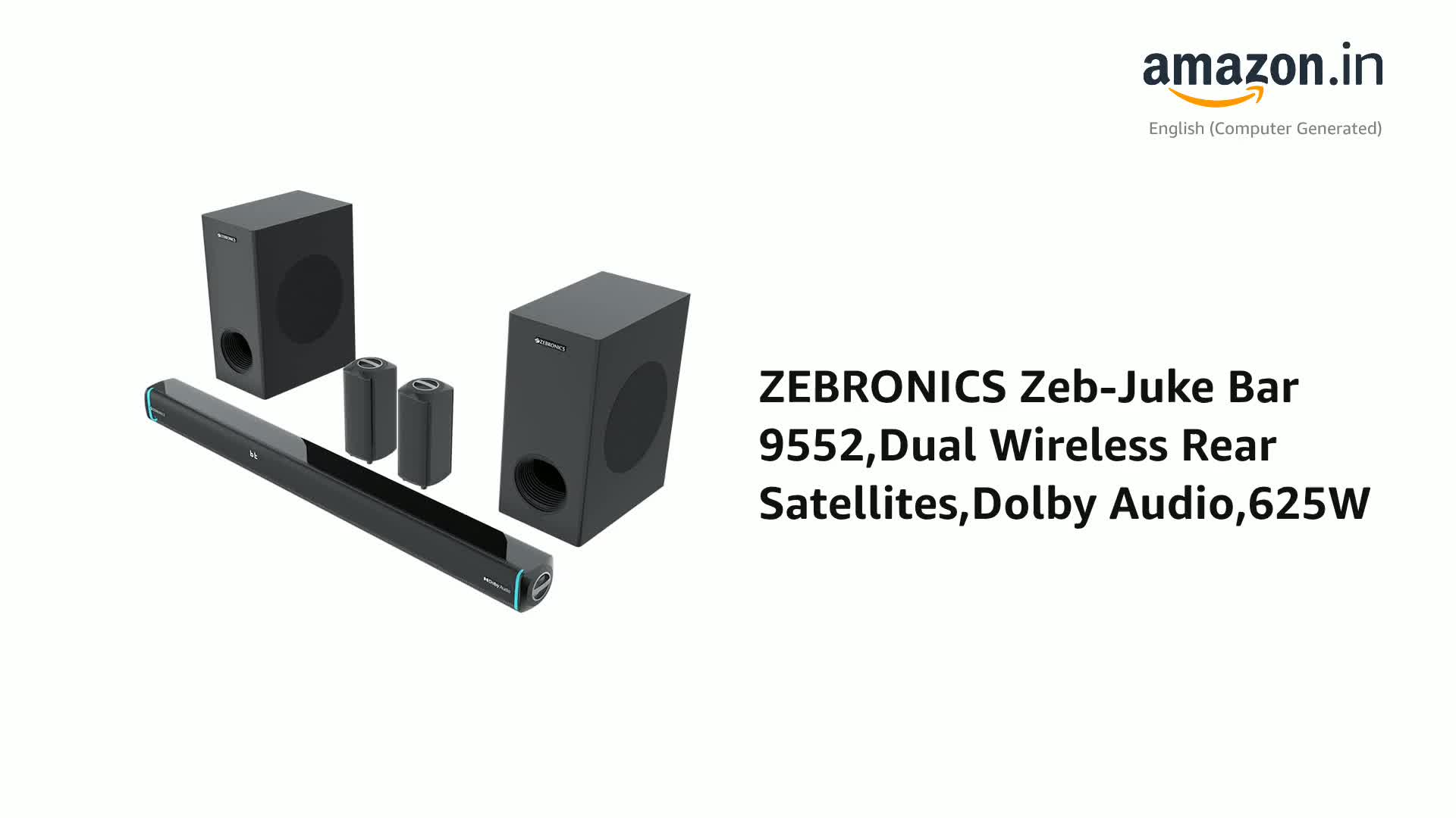ZEBRONICS Juke BAR 9552, Dolby Audio, Dual Wireless Subwoofer